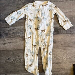 Carter's Cream Footed One-Piece with Brown Horse & Green Tree Print